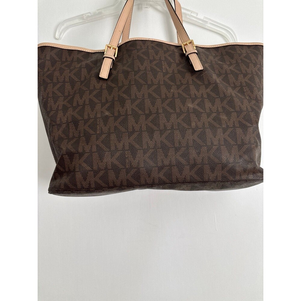 Michael Kors Signature JetSet East West Monogram Buckle Tote Designer Workwear L - Picture 8 of 10